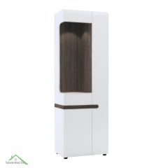   Vitrin, fehér extra magas fényű HG/trufla sonoma tölgy, balos, LYNATET 01