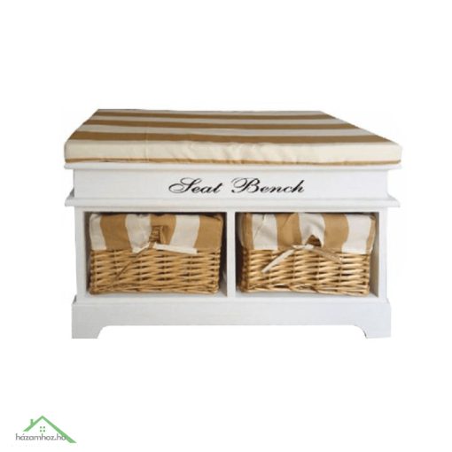 Lóca párnával, 2 kosár, fehér/mézes/minta, SEAT BENCH 4