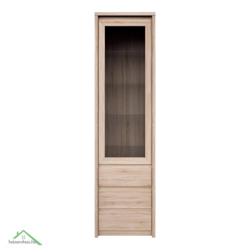 Vitrines szekrény, DTD laminált, tölgy sonoma, NORTY TYP 4