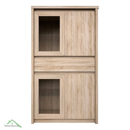 Vitrines szekrény, DTD laminált, tölgy sonoma, NORTY TYP 7
