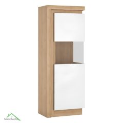   Vitrines szekrény LYOV01P, tölgy riviera/fehér extra magasfényű, LEONARDO
