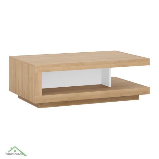 Dohányzóasztal LYOT01, tölgy riviera/fehér extra magasfényű, LEONARDO