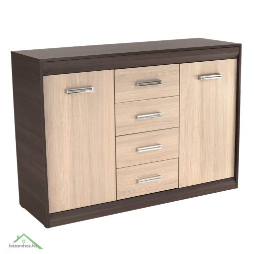 Komód, DTD/MDF, tölgy világos/tölgy sötét, KORINA