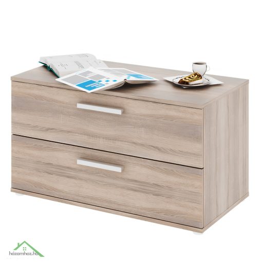 Kétfiókos komód, DTD laminált, sonoma tölgyfa, DUNAJ  8