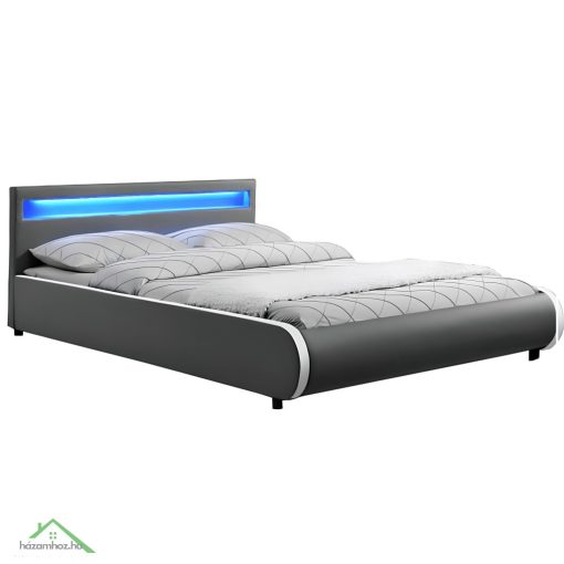 Franciaágy RGB LED világítással, szürke, 180x200, DULCEA