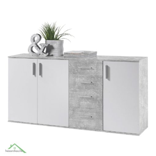 Komód, fehér/beton, POPPY 3