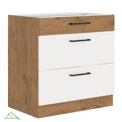   Alsó szekrény, fehér magasfényű HG/ lancelot tölgy, VEGA D80 3S BB