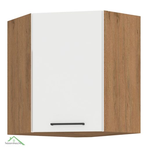 Felső sarokszekrény, lancelot tölgy / fehér extra magas fényű HG, VEGA 58x58 GN-72  1F