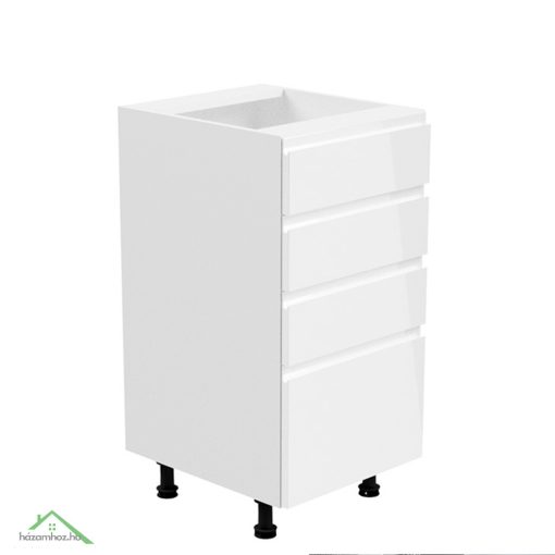 Alsószekrény, fehér/fehér extra magasfényű, AURORA D40S4