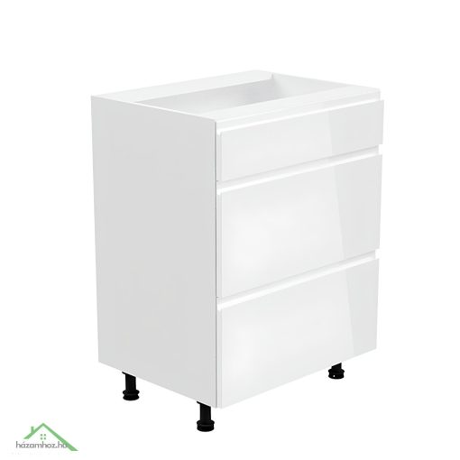 Alsószekrény, fehér/fehér extra magasfényű, AURORA D60S3