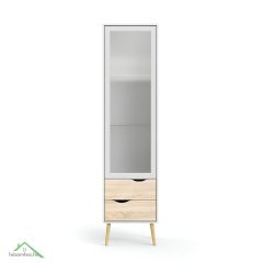 Vitrines szekrény, tölgy sonoma/fehér, OSLO 75461