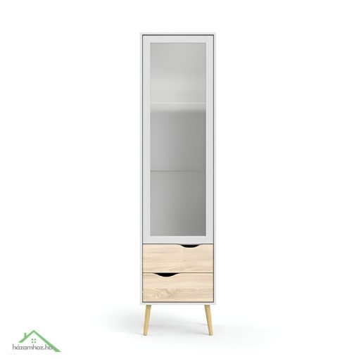 Vitrines szekrény, tölgy sonoma/fehér, OSLO 75461