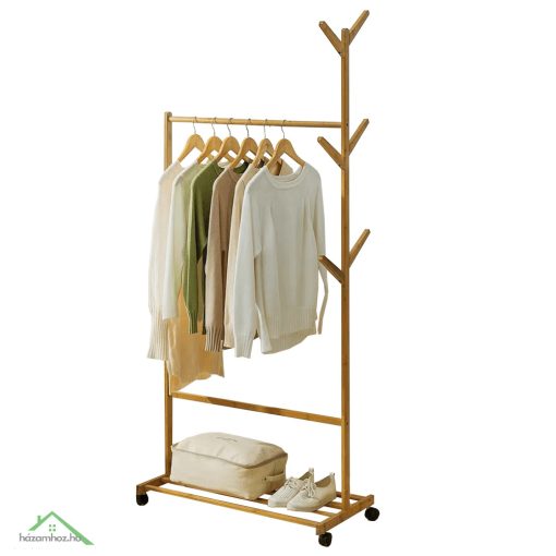 Kerekes akasztó, bambus, 80 cm széles, VIKIR TYP 2