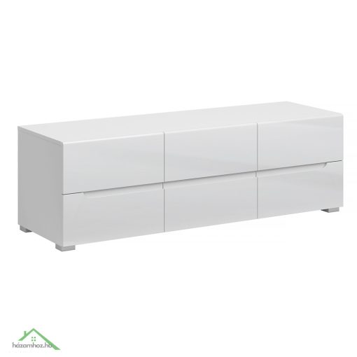 TV asztal 6S/140, fehér/fehér extra magyasfényű HG, JOLK