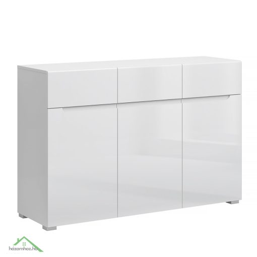 Komód 3D3S, fehér/fehér extra magas fényű HG, JOLK