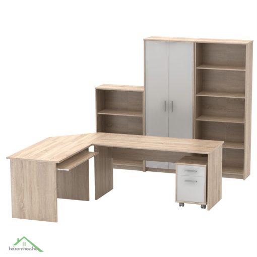 Irodai összeállítás, sonoma tölgyfa/fehér, JOHAN 2 NEW