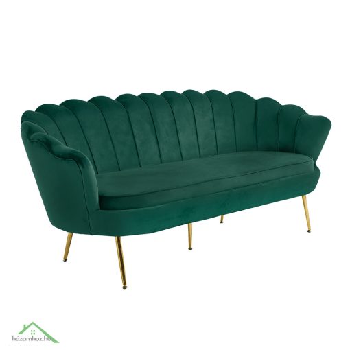 Luxus heverő, 3-as ülés, smaragd Velvet szövet/króm arany, Art-deco stílus, NOBLIN