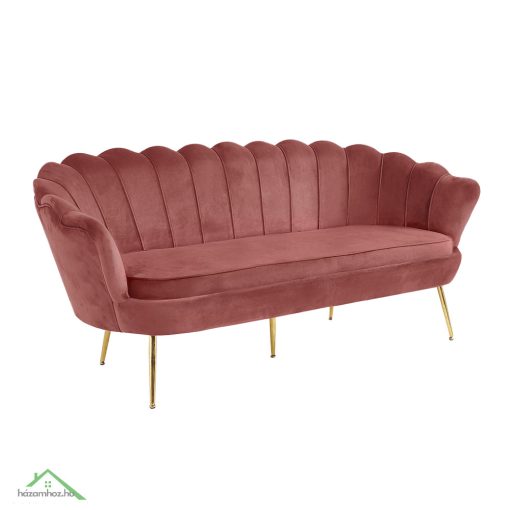 Luxus heverő, 3-as ülés, rózsaszín Velvet szövet/króm arany, Art-deco stílus, NOBLIN