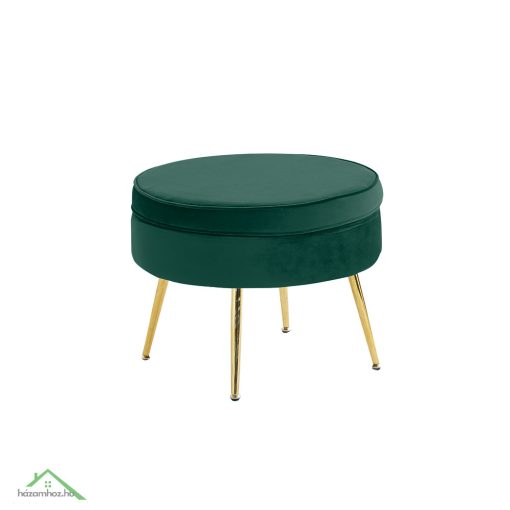 Luxus zsámoly/puff, smaragd Velvet szövet/króm arany, Art-deco, NOBLIN TYP 1