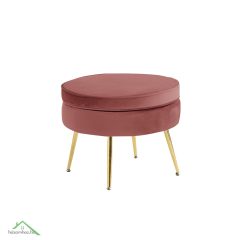   Luxus zsámoly/puff, rózsaszín Velvet szövet/króm arany, Art-deco, NOBLIN TYP 1
