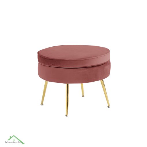 Luxus zsámoly/puff, rózsaszín Velvet szövet/króm arany, Art-deco, NOBLIN TYP 1