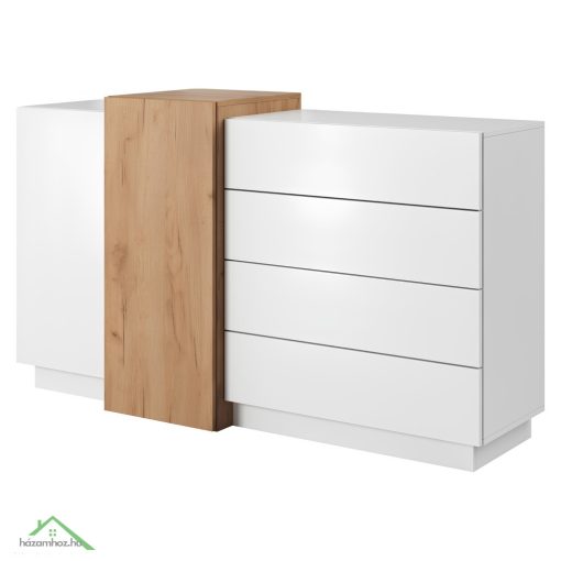 Komód 2D4S, fehér/tölgy craft arany, TRIO
