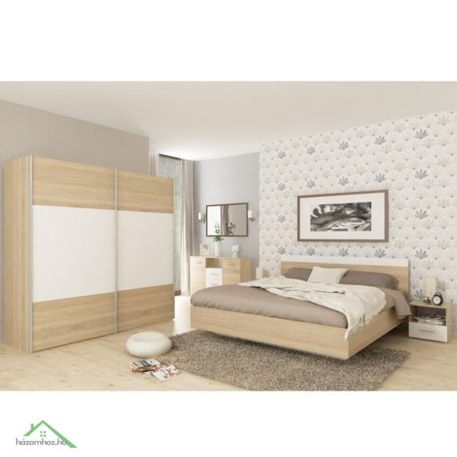 Hálószoba garnitúra (ágy 160x200 cm), tölgy sonoma/fehér, GABRIELA NEW
