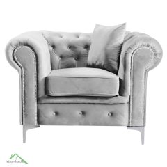Luxus fotel, világosszürke Velvet szövet, ROMANO