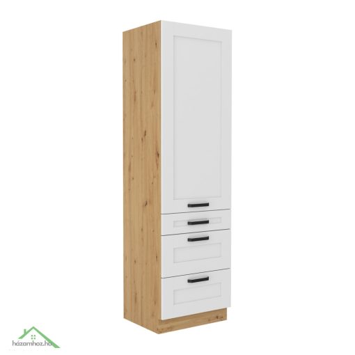 Magas szekrény, fehér/artisan tölgy, LULA 60 DKS-210 3S 1F