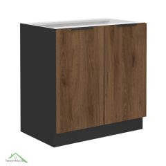 Alsó szekrény, okapi dió/fekete, MENZO 80 D 2F BB
