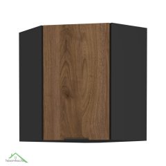   Felső sarokszekrény okapi dió/fekete, MENZO 60x60 GN-72 1F