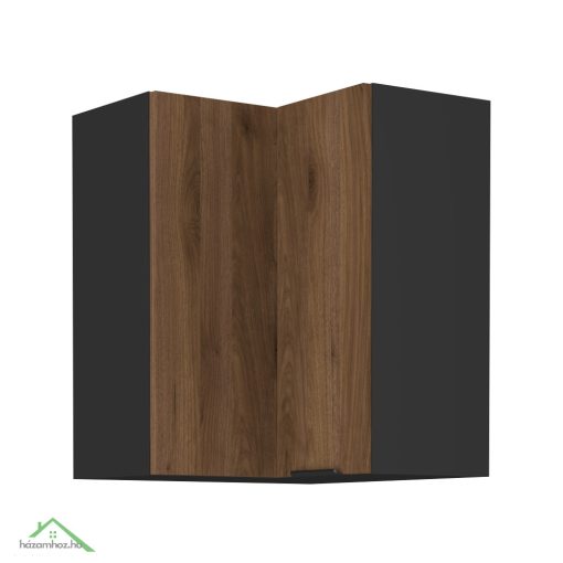 Felső sarokszekrény okapi dió/fekete, MENZO 60x60 GN-72 2F