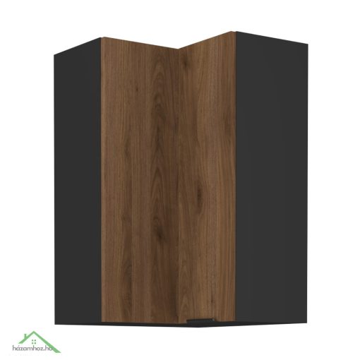 Felső sarokszekrény okapi dió/fekete, MENZO 60x60 GN-90 2F