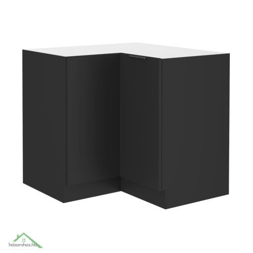 Alsó sarokszekrény, fekete, SIBER 90x90 DN 2F BB