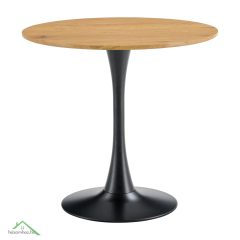   Étkezőasztal, kerek, tölgy/fekete, átmérő 80 cm, REVENTON NEW