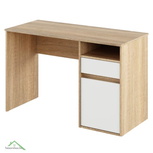 PC asztal, sonoma tölgy/fehér, BILI NEW
