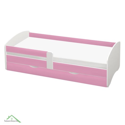 Ágy ráccsal és tárolóhellyel 90x200, fehér/rózsaszín, COCOLINO