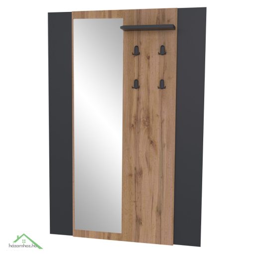 Fogas panel tükörrel, wotan tölgy/fekete, AMONI