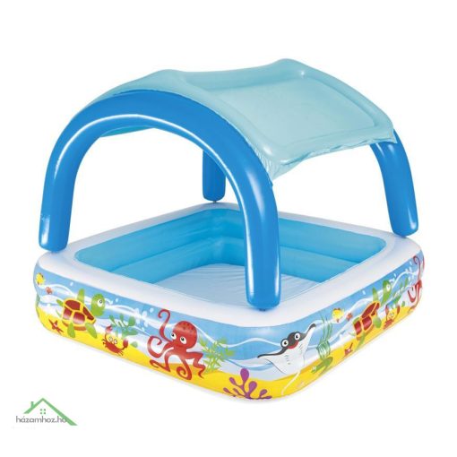 BESTWAY, 52192 medence, Coral reef, felfújható gyermekmedence tetővel, 1,47 x 1,47 x 1,22 m