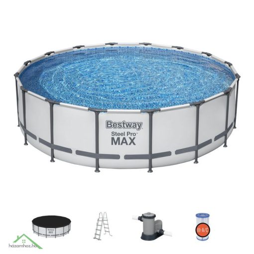 Bestway® Steel Pro MAX medence, 5612Z, szűrő, szivattyú, létra, ponyva, 4,88 x 1,22 m