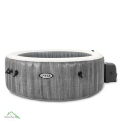   INTEX PureSPA Greywood Deluxe jacuzzi, 4 személyes, kerek, D196 x 71 cm, szürke / fehér (28440)