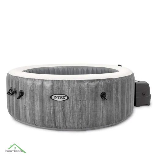 INTEX PureSPA Greywood Deluxe jacuzzi, 4 személyes, kerek, D196 x 71 cm, szürke / fehér (28440)
