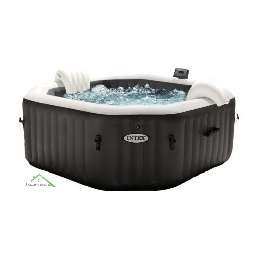 INTEX PureSPA Onyx Black Octagon jacuzzi, sóbontó készülékkel, 6 személyes, D218 x 71 cm, fekete / fehér (28462)