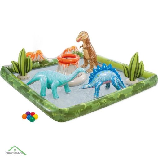 INTEX Jurassic Adventure Play Center felfújható vízicentrum, élménymedence, 201 × 201 × 36 cm (56132)